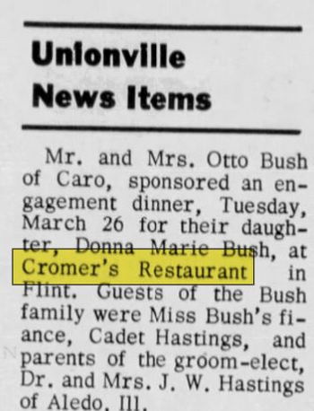 Cromers Restaurant - Mar 1968 Article